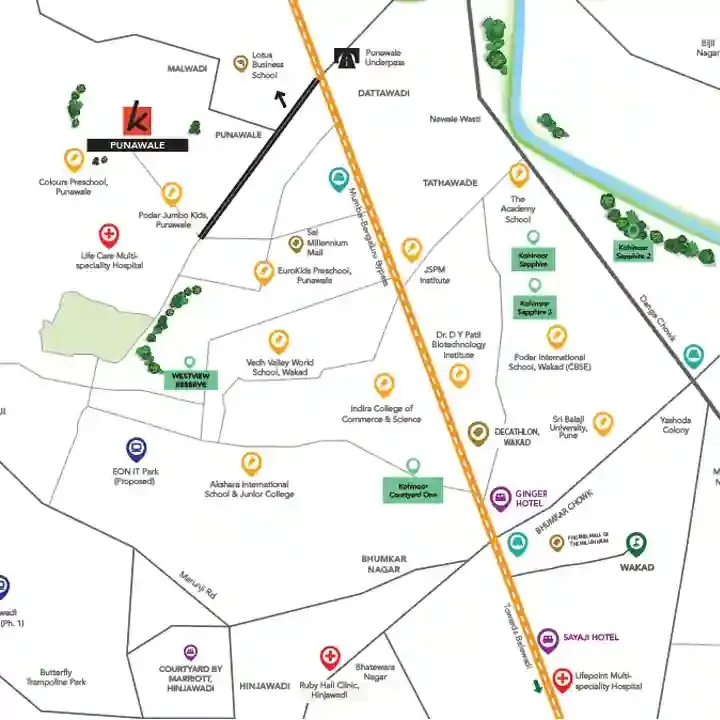 Location map of Kohinoor Boulevard Towers (request to view)