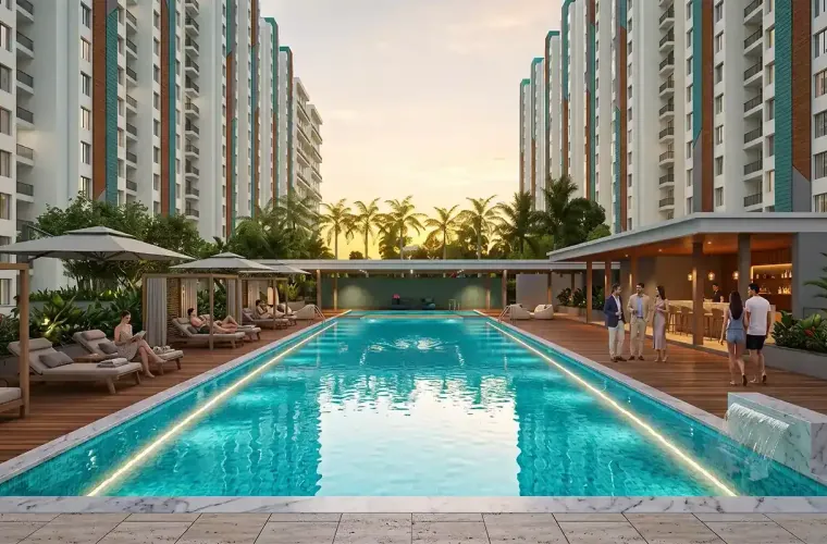 Pool deck at Kohinoor Boulevard Towers